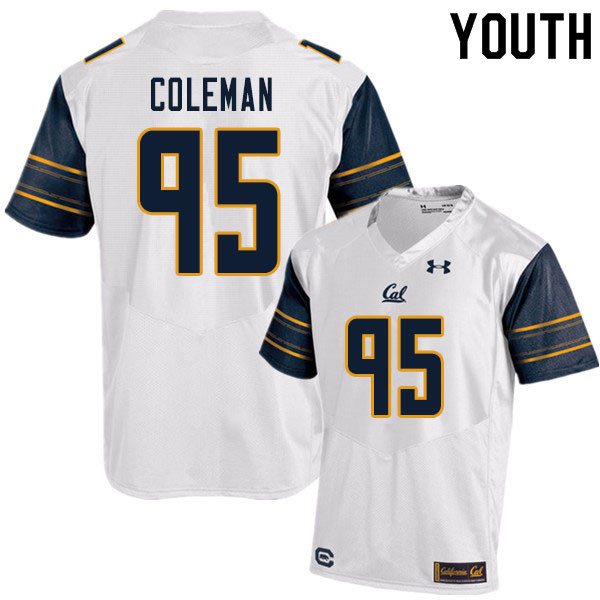 Youth #95 Ben Coleman Cal Bears UA College Football Jerseys Sale-White - Click Image to Close
